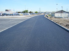 Completed road recycling with tarmac